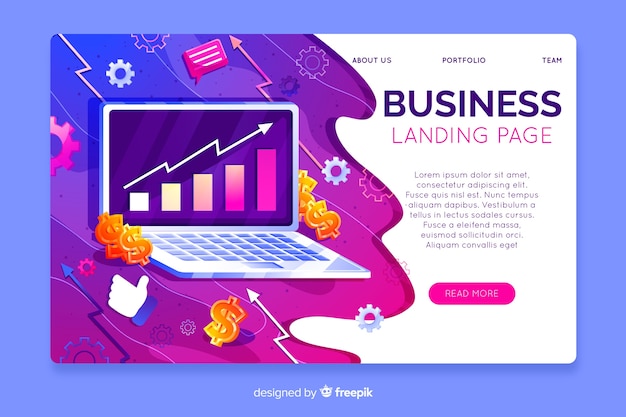 Tridimensional business landing page template