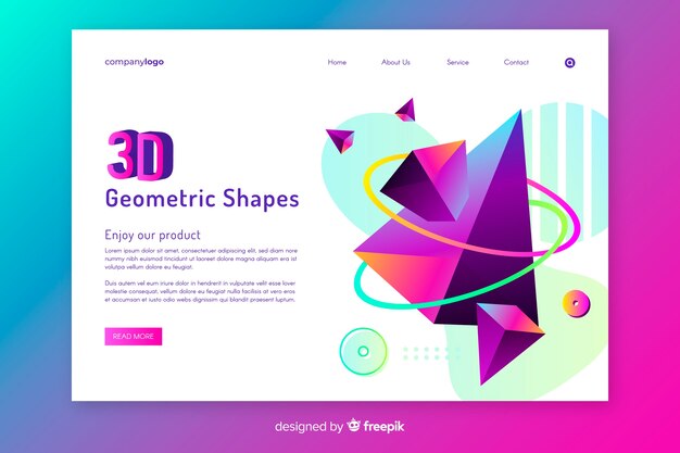 3 차원 도형 방문 페이지 템플릿