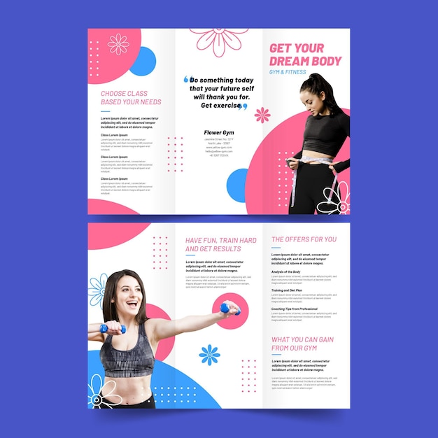 Trifold brochure print template get your dream body