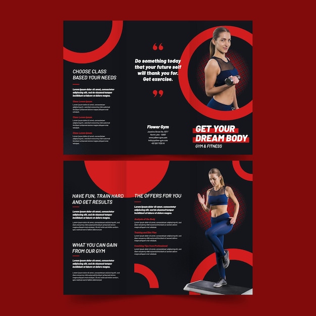 Free vector trifold brochure print template sport