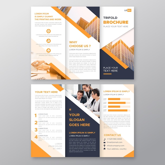 Free vector trifold brochure template with photo