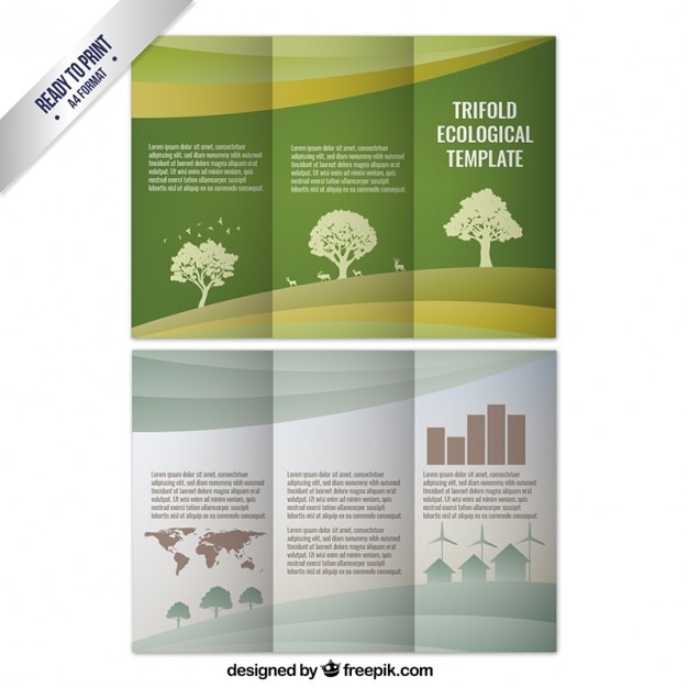 Free vector trifold ecological template with trees