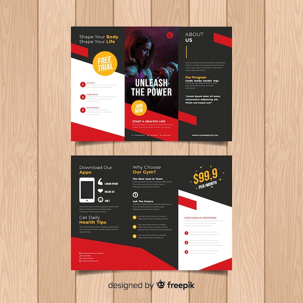 Trifold gym flyer template