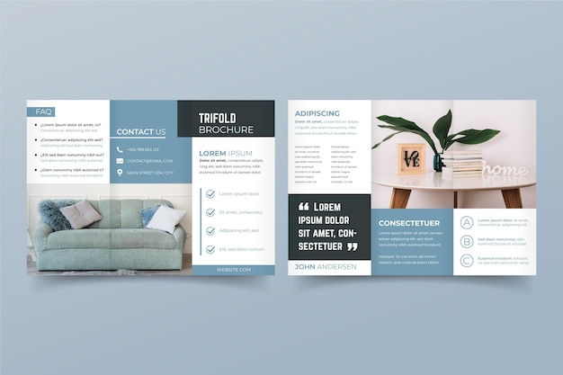 Free vector trifold minimal brochure concept