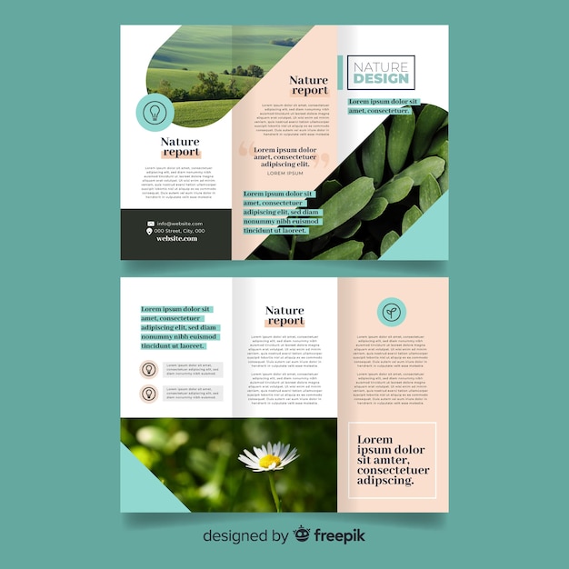 Free vector trifold nature flyer with image