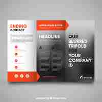 Free vector trifold with color details and blurred effect