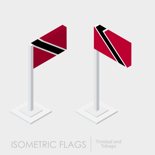 Тринидад и Тобаго флаг 3d изометрический стиль
