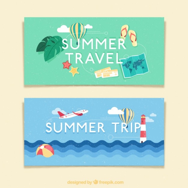 Trip in summertime banners
