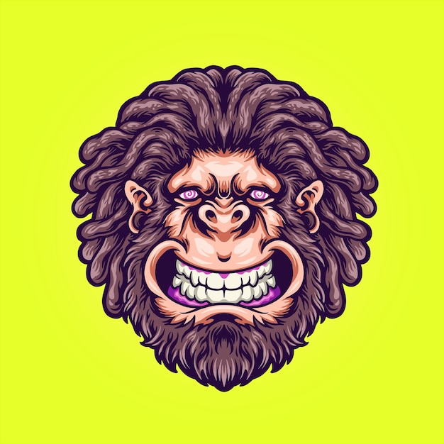 トリッピーな男性ゴリラのイラスト プレミアムベクター