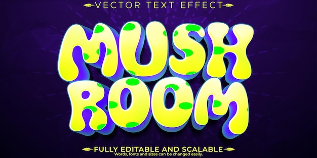 Бесплатное векторное изображение Редактируемый текстовый эффект трипового гриба и стиль текста о наркотиках