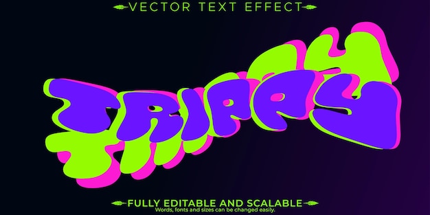 Vettore gratuito stile di testo modificabile con effetto testo psichedelico trippy