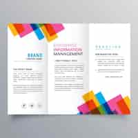 Free vector triptych leaflet with colorful geometric shapes