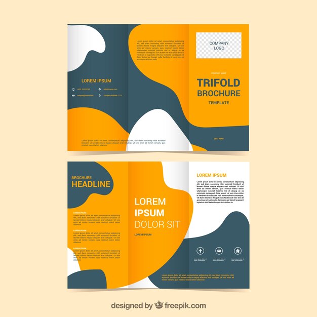 Triptych template with abstract shapes