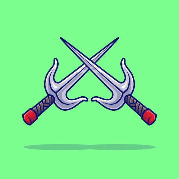 Free vector trisula sword cartoon vector icon illustration. ninja object icon concept isolated premium vector