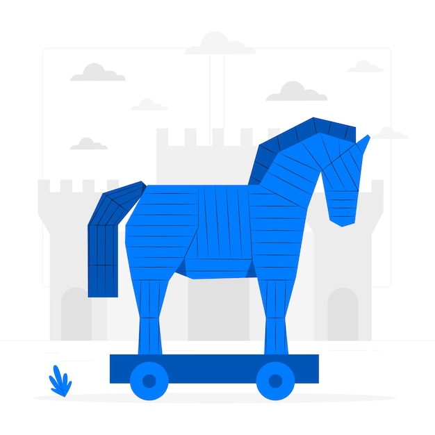 Vettore gratuito illustrazione del concetto di cavallo di troia