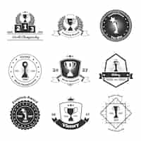 Free vector trophy awards emblems set