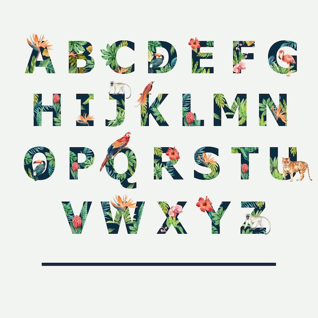 Vettore gratuito alfabeto tropicale