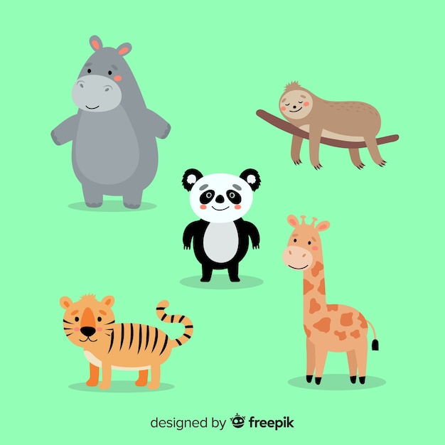 Tropical animal collection flat design