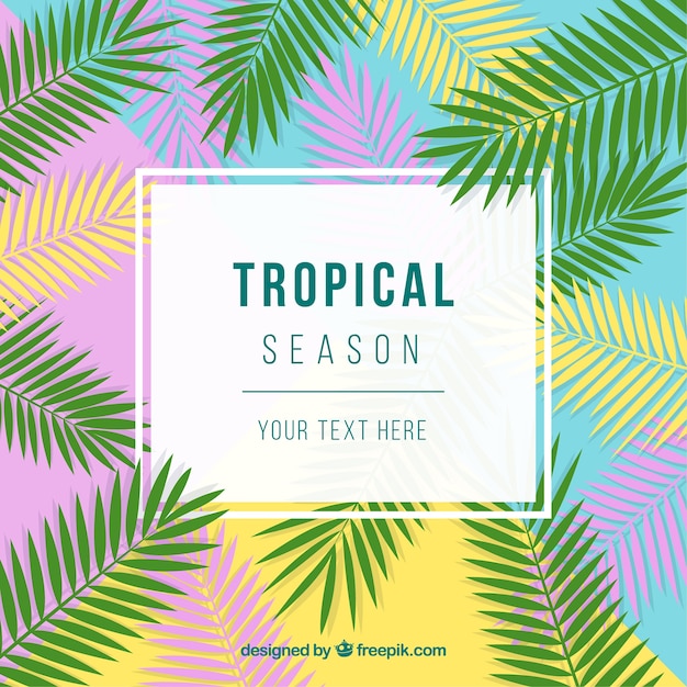 Tropical background with colorful leaves