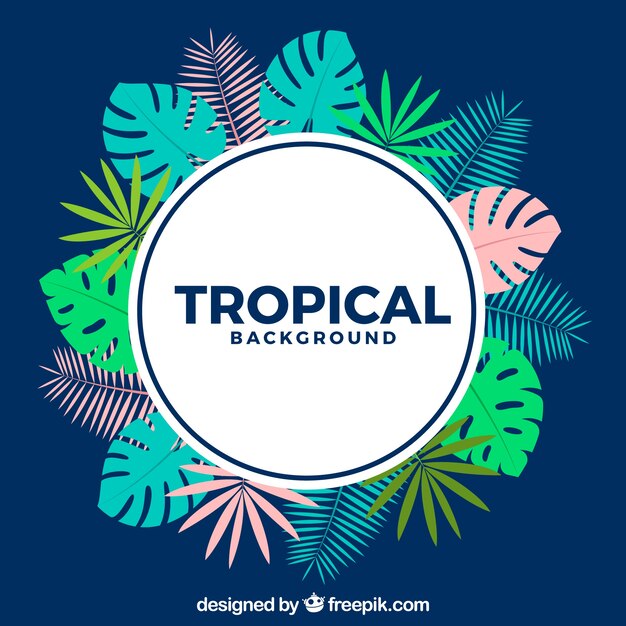 tropical background with colorful leaves