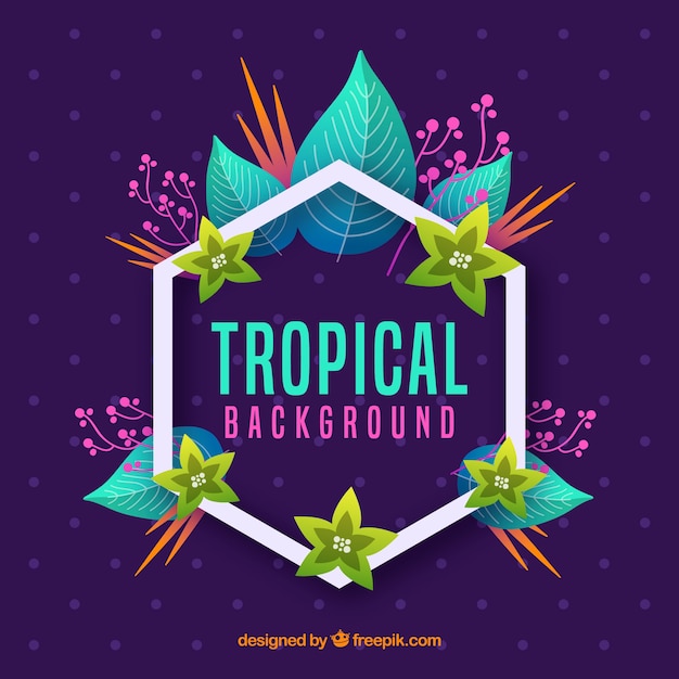 Free vector tropical background with different leaves