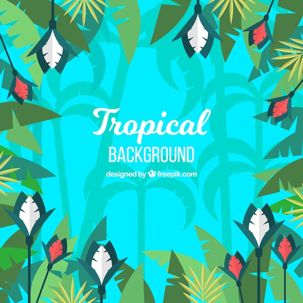 Free vector tropical background with different species of plants