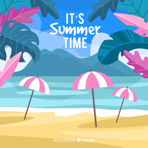 Tropical beach background in flat style