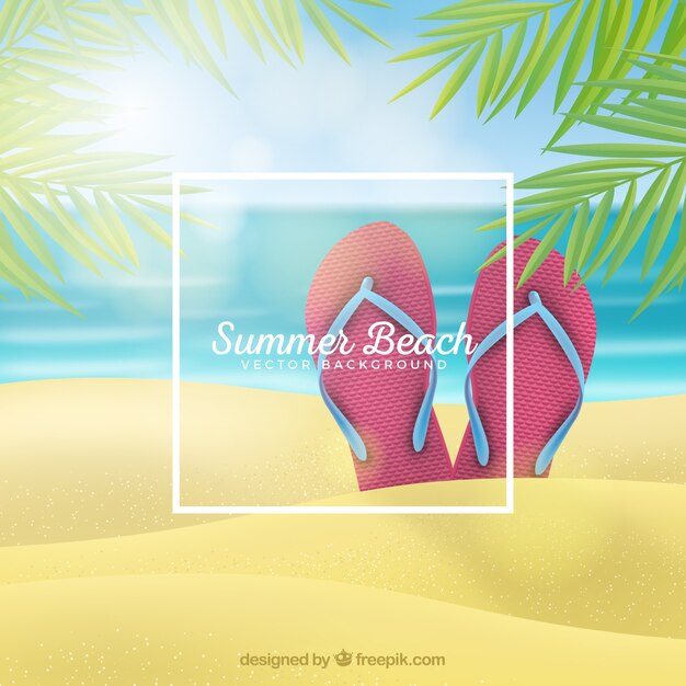 Tropical beach background in realistic style