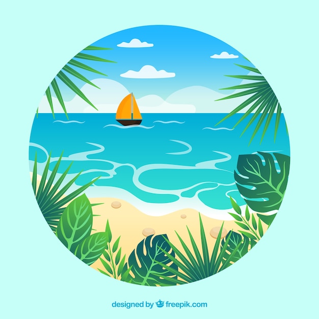 Free vector tropical beach background