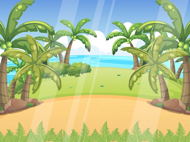 Free vector tropical beach cartoon background