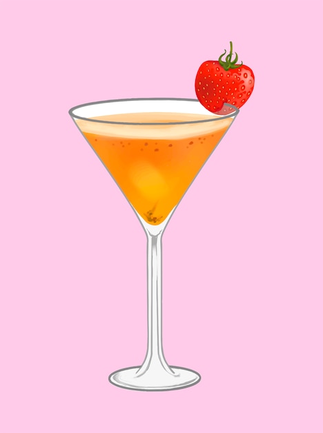 Tropical beach party cocktail illustration