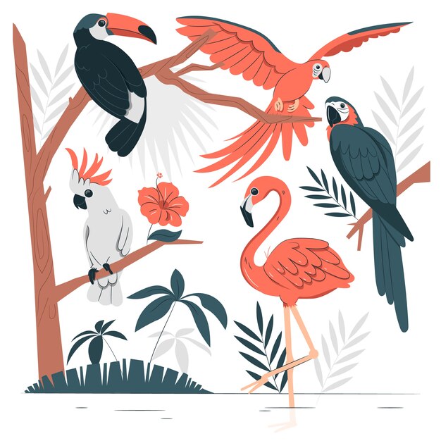 Tropical birds concept illustration