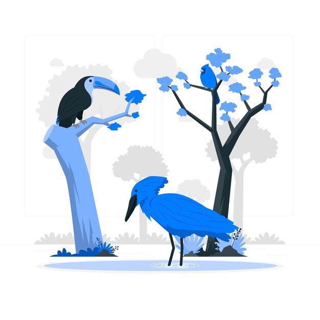 Tropical birds concept illustration