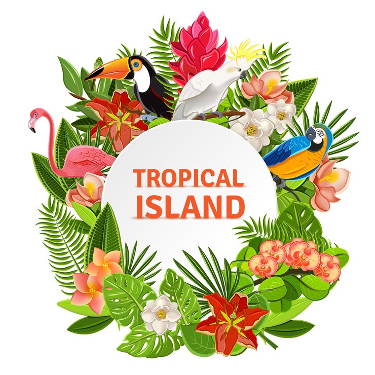Free Vector tropical birs and flowers 