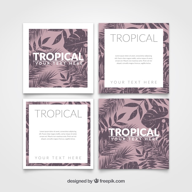 Vettore gratuito carte tropicali in stile vintage