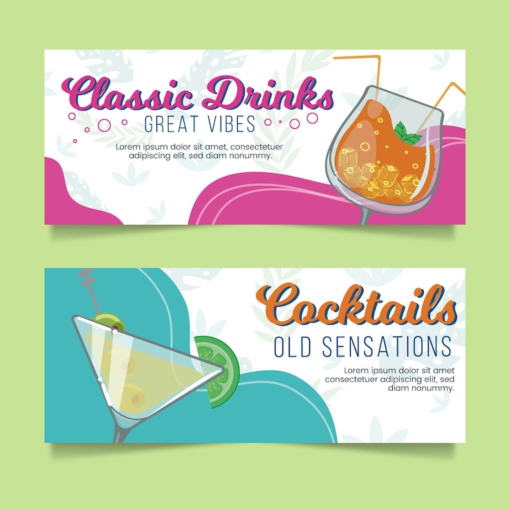 Free Vector tropical cocktails banners designs