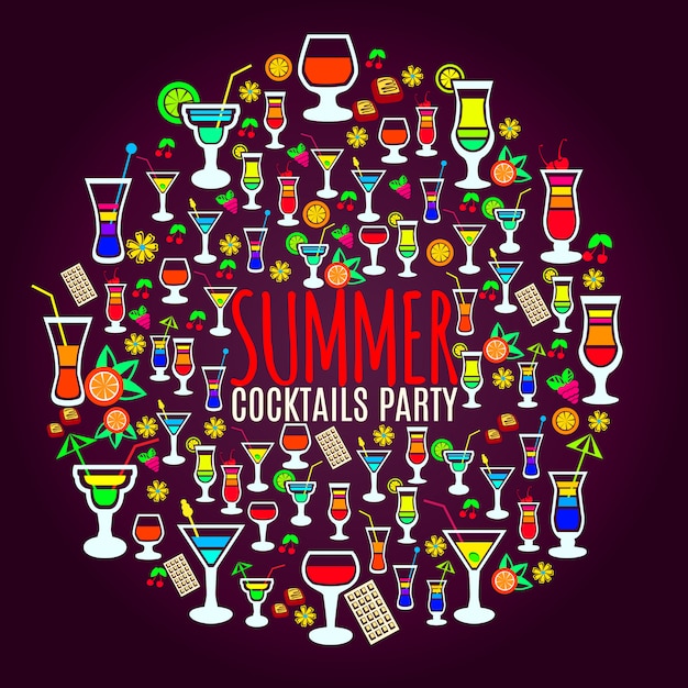 Free vector tropical cocktails vacation party poster