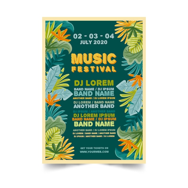 Vettore gratuito tropical colorful music poster