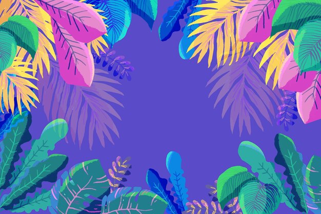 Tropical colourful leaves with copy space