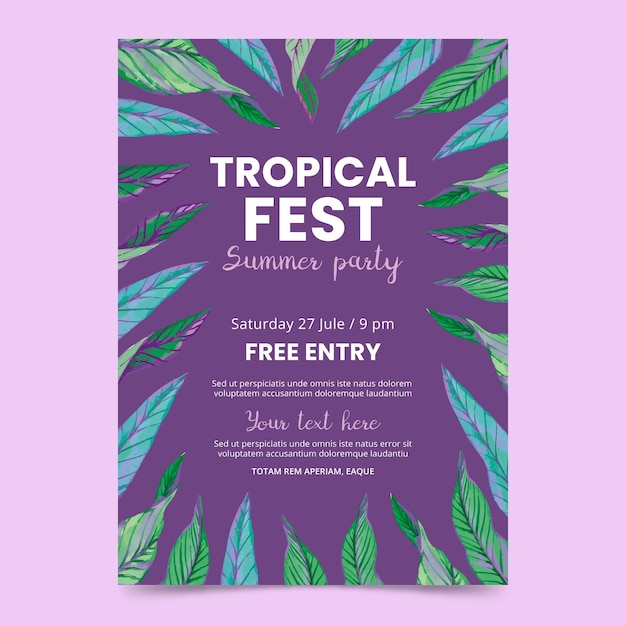 Free vector tropical design party poster