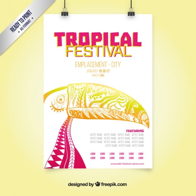 Бесплатное векторное изображение Тропический фестиваль плакат