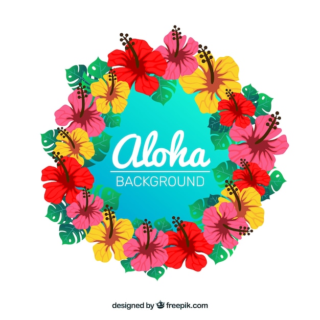 Tropical floral wreath background