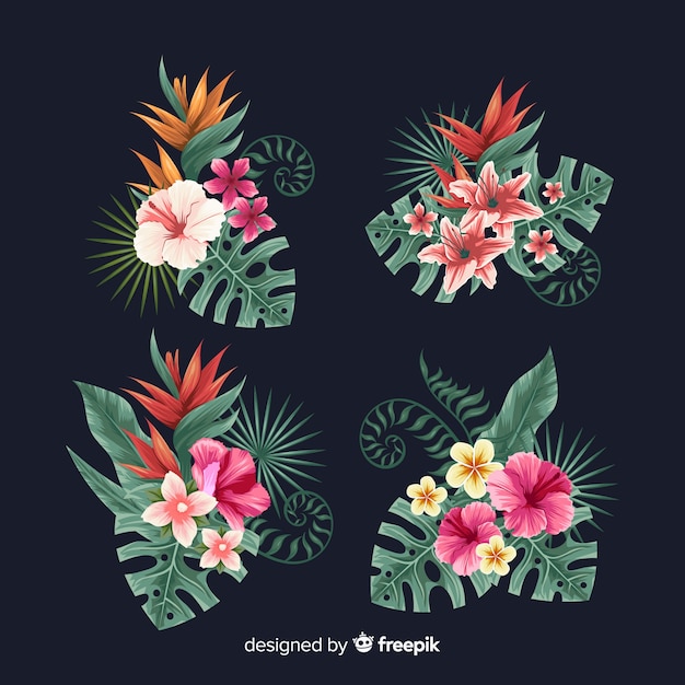 Free vector tropical flower element set