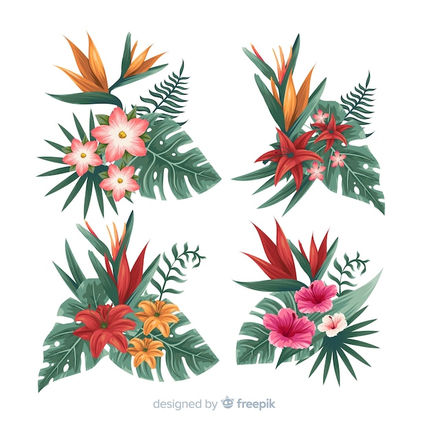 Free vector tropical flower element set