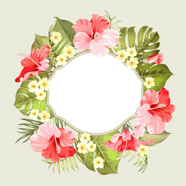 Tropical flower frame with copyspace