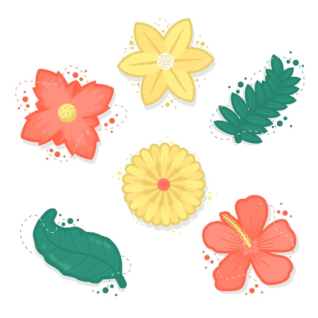 Free vector tropical flower and leaf collection