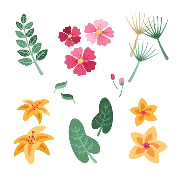 Tropical flower and leaf pack