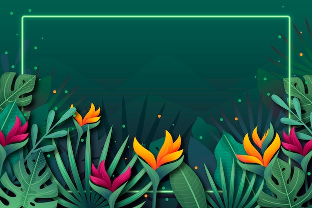 Бесплатное векторное изображение Тропические цветы фон для увеличения