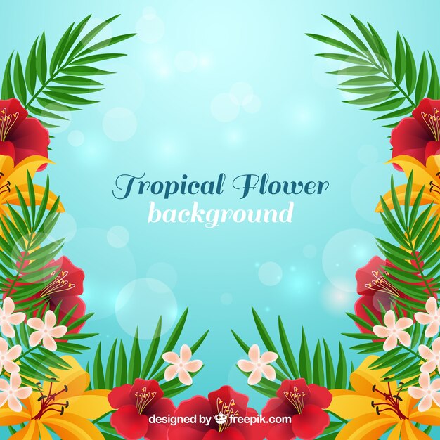 Tropical flowers background in realistic style