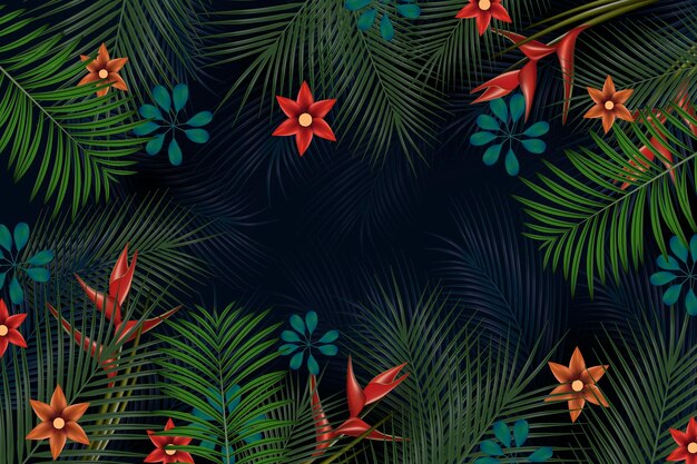 Tropical flowers background for zoom